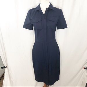 J. Crew Italian Wool Utility Shirt Dress Blue 2